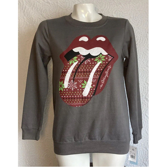NEW The Rolling Stones Womens Holiday Graphic Christmas Sweatshirt Size Xsmall - Picture 4 of 7